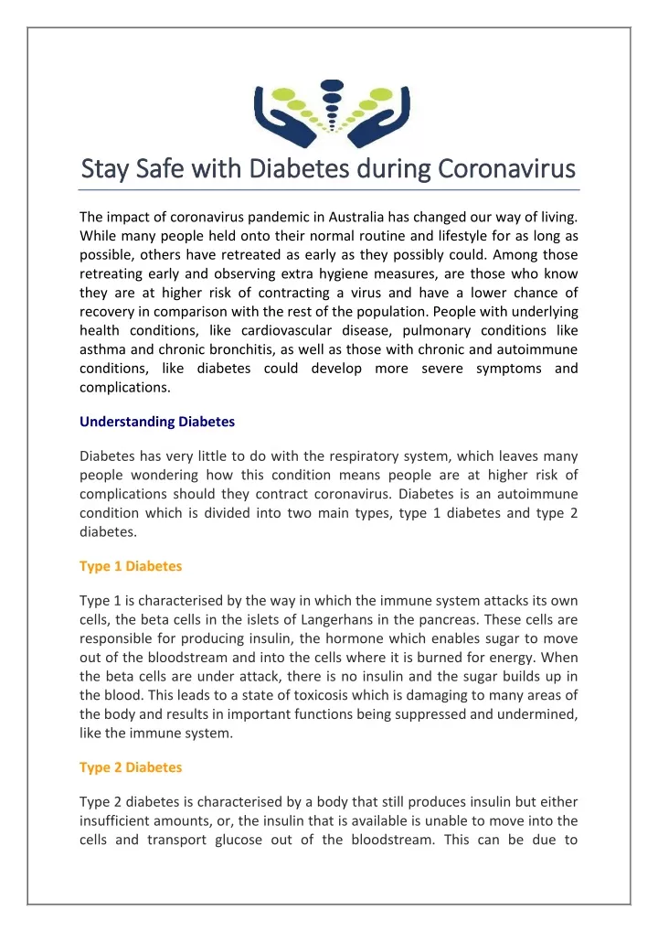 stay safe with diabetes during coronavirus stay
