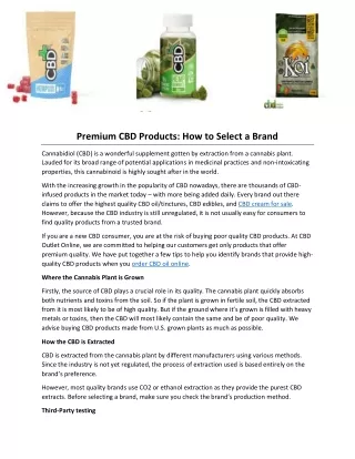 Premium CBD Products: How to Select a Brand