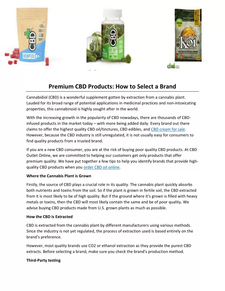 premium cbd products how to select a brand