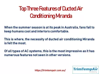 Top Three Features of Ducted Air Conditioning Miranda