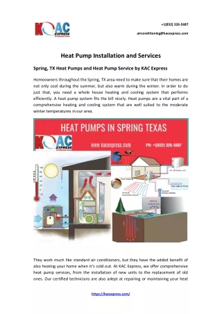 Heat Pump Installation and Services in Spring TX | KAC Express