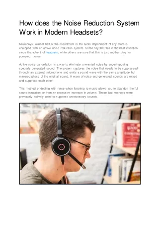 how does the noise reduction system work