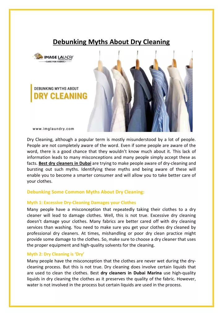 debunking myths about dry cleaning