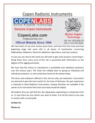 copen radionic instruments