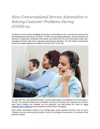 How Conversational Service Automation is Solving Customer Problems During COVID-19