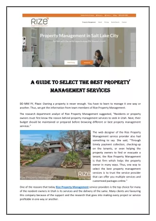 a guide to select the best property a guide