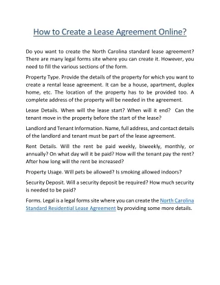 how to create a lease agreement online