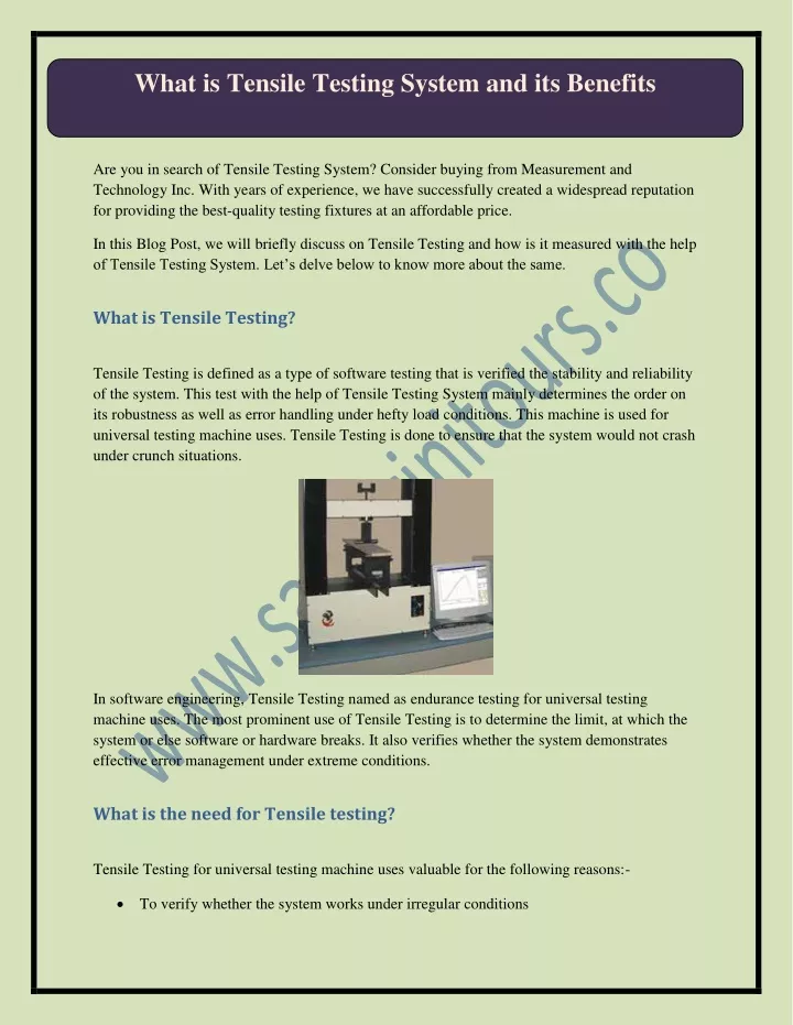 what is tensile testing system and its benefits