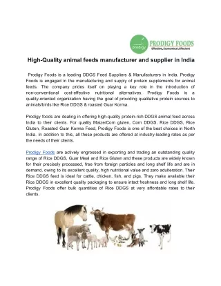High-Quality animal feeds manufacturer and supplier in India