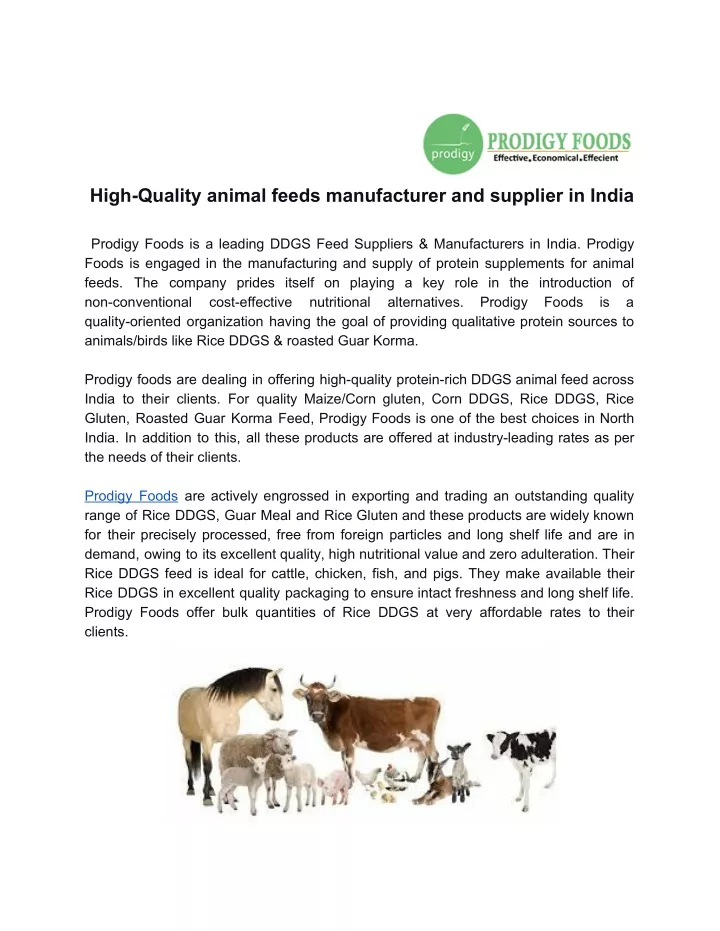 high quality animal feeds manufacturer