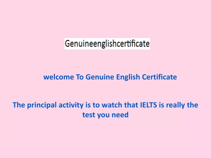 welcome to genuine english certificate