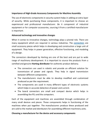 importance of high grade accessory components