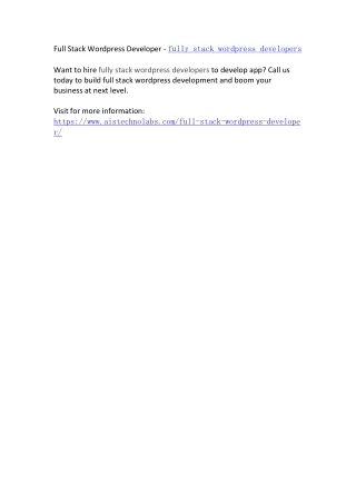 full stack wordpress developer fully stack
