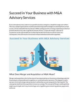 Succeed in Your Business with M&A Advisory Services
