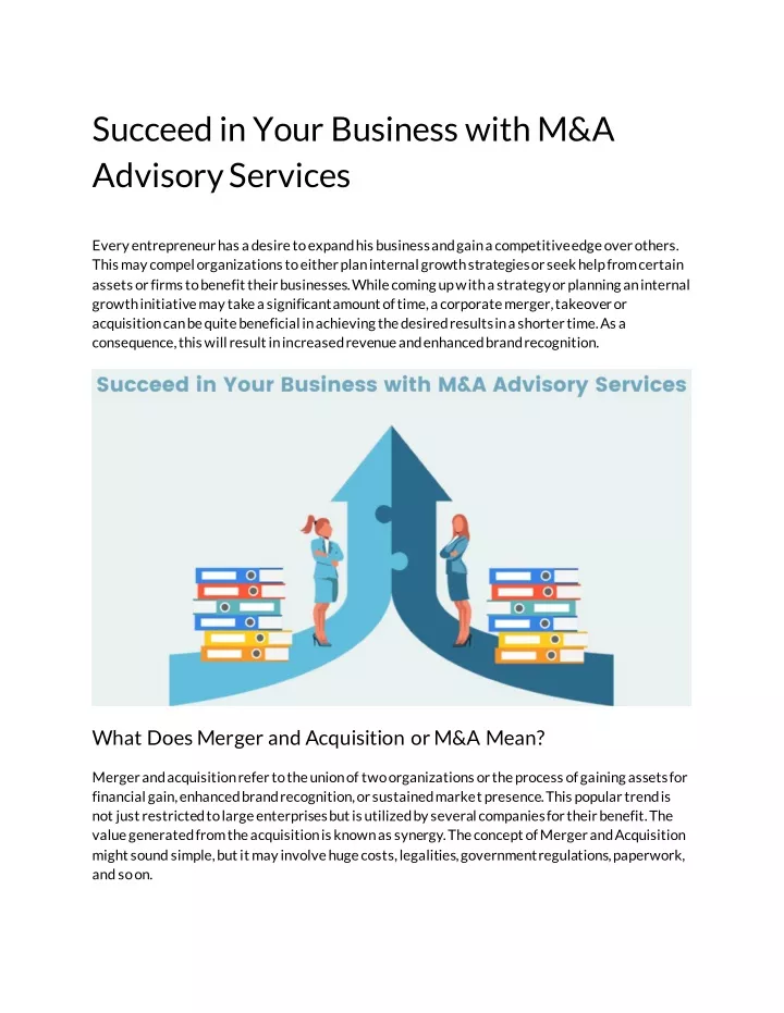 succeed in your business with m a advisory
