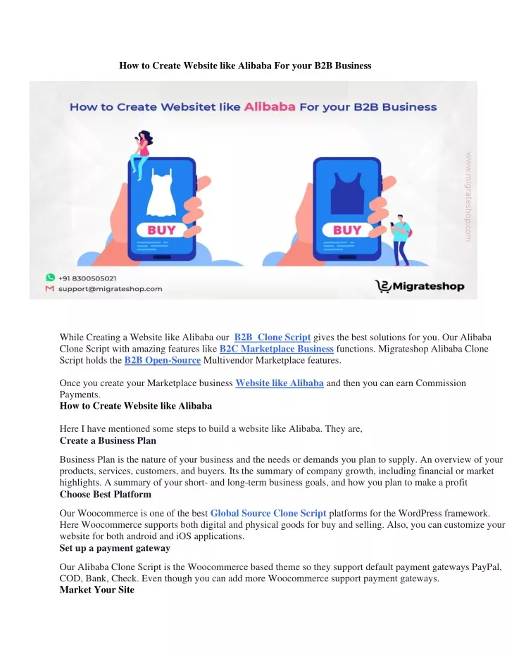 how to create website like alibaba for your