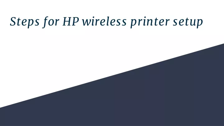 steps for hp wireless printer setup