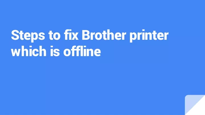 steps to fix brother printer which is offline