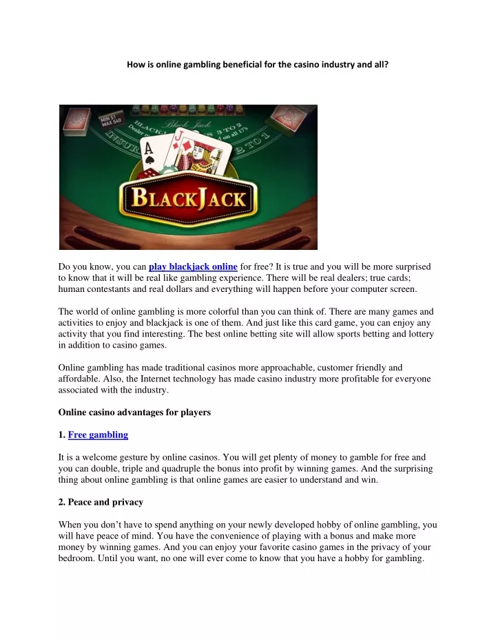 how is online gambling beneficial for the casino