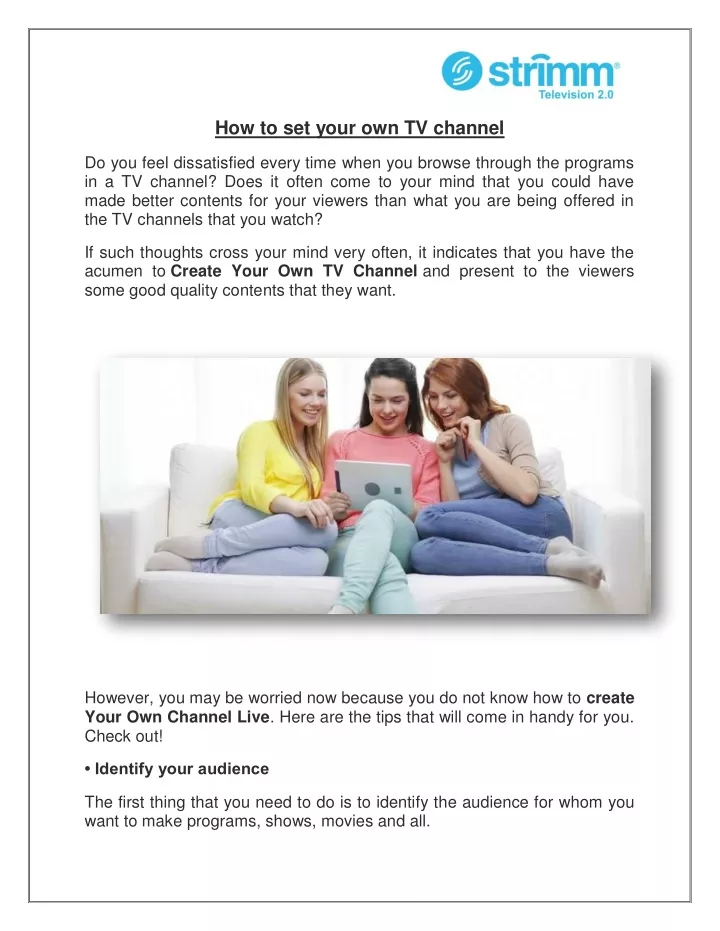 how to set your own tv channel