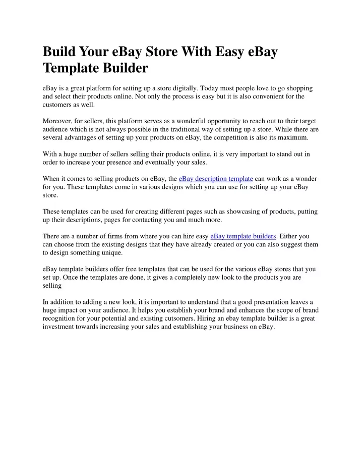 build your ebay store with easy ebay template