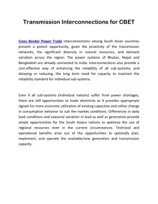 transmission interconnections for cbet