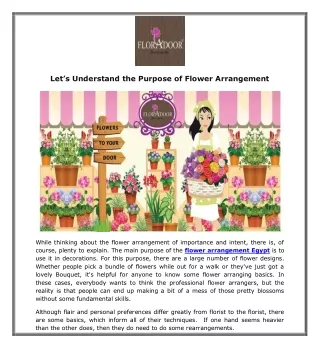 let s understand the purpose of flower arrangement