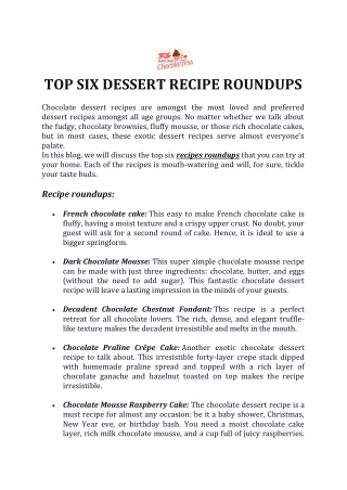 Top Six Dessert Recipe Roundups