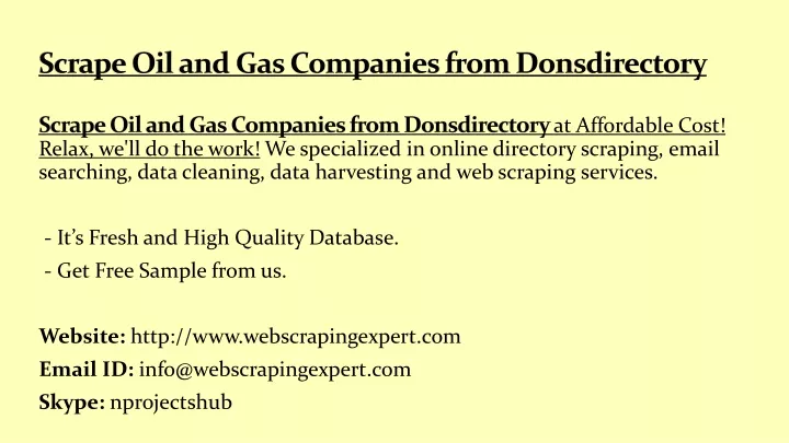 scrape oil and gas companies from donsdirectory