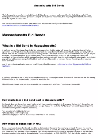 Massachusetts Bid Bonds