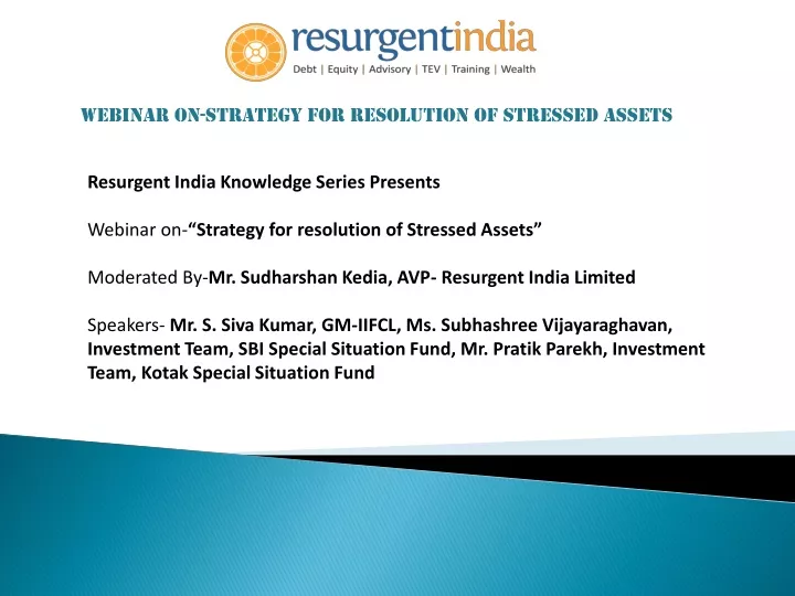 webinar on strategy for resolution of stressed