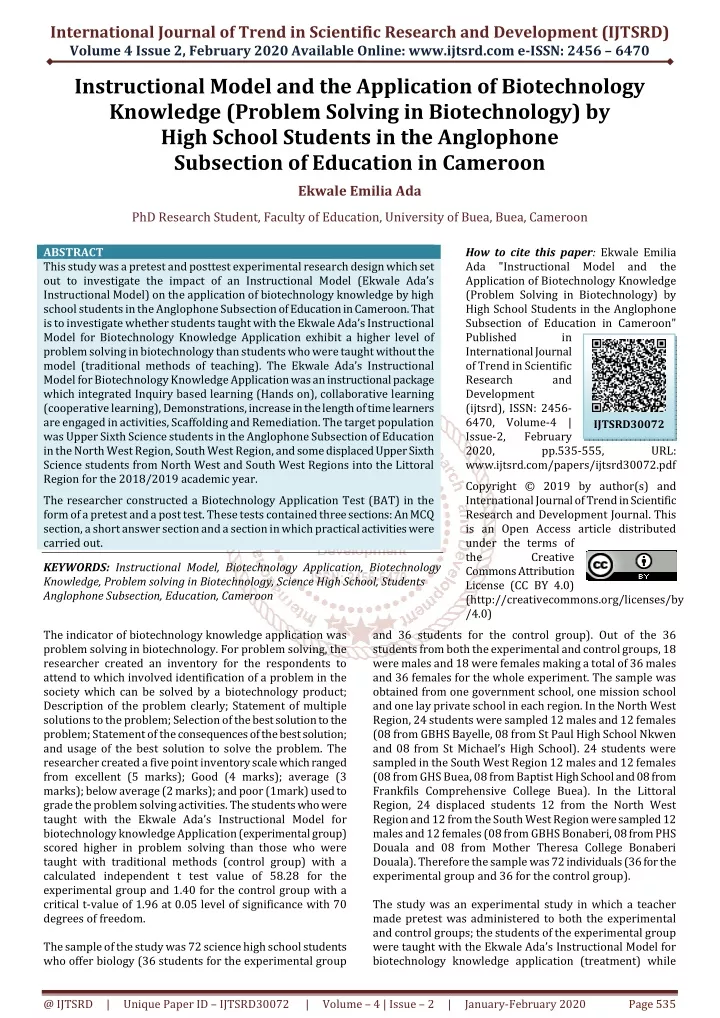 international journal of trend in scientific