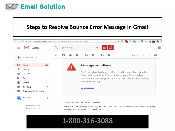 steps to resolve bounce error message in gmail