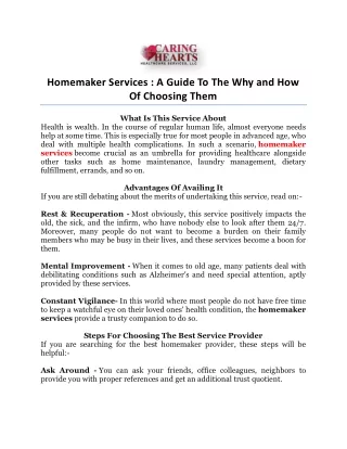 homemaker services a guide