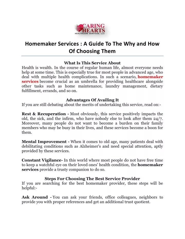 homemaker services a guide