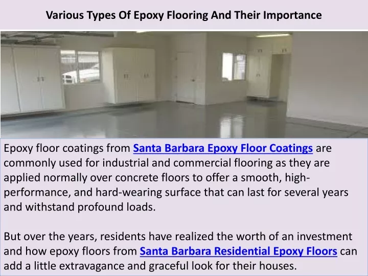 various types of epoxy flooring and their importance