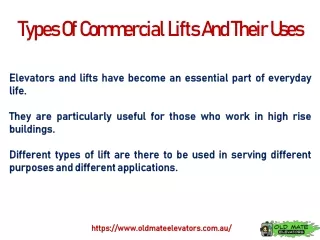 Types Of Commercial Lifts And Their Uses