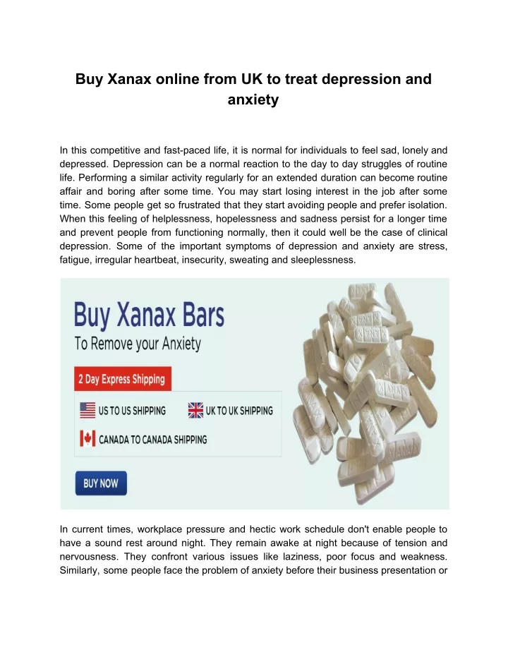 buy xanax online from uk to treat depression
