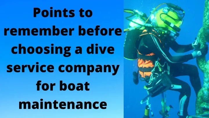 points to remember before choosing a dive service