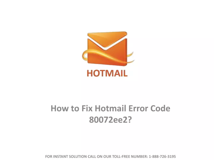 how to fix hotmail error code 80072ee2
