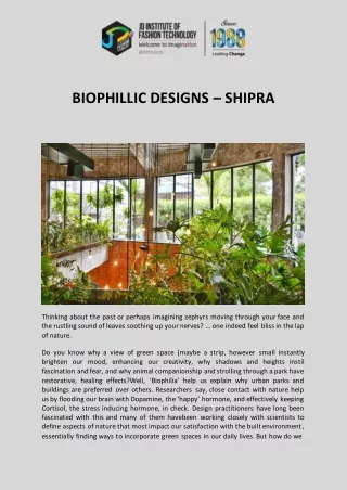 BIOPHILLIC DESIGNS - SHIPRA