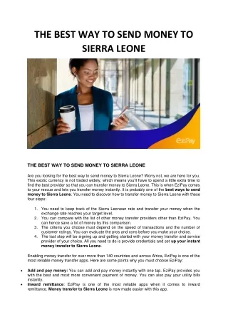 THE BEST WAY TO SEND MONEY TO SIERRA LEONE