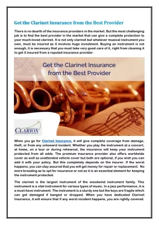 get the clarinet insurance from the best provider