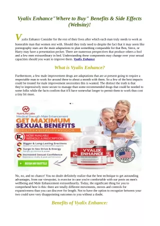 Vyalix Enhance"Where to Buy" Benefits & Side Effects (Website)!