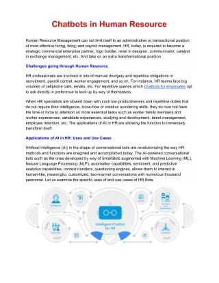 Conversational AI Chatbots in Human Resource by Smartbots