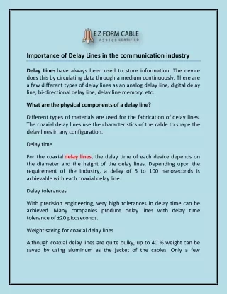 importance of delay lines in the communication