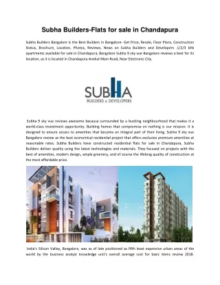 Subha Builders-Flats for sale in Chandapura