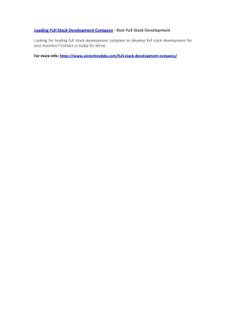 leading full stack development company best full