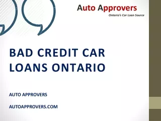 Bad Credit Car Loan in Ontario