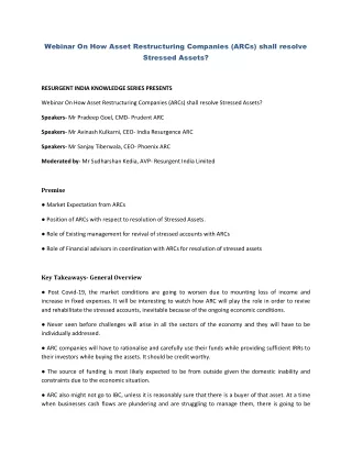 webinar on how asset restructuring companies arcs